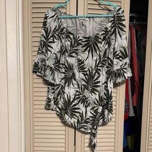 Tropical Leaf Print Women's Blouse